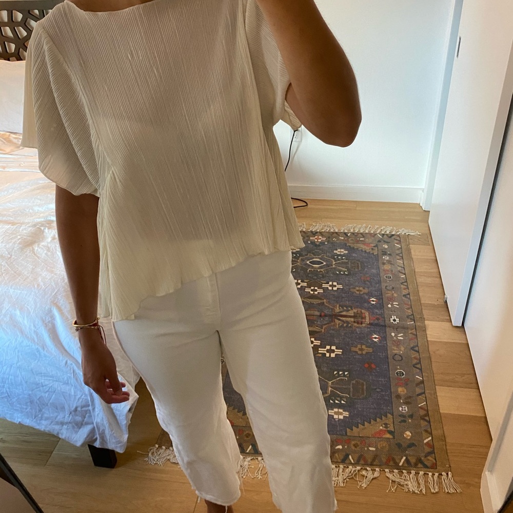 Off White Short Bell Sleeve Top